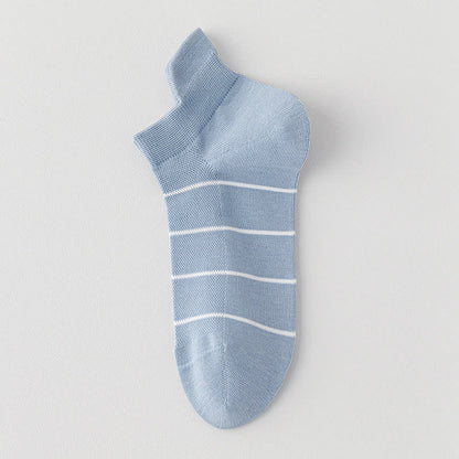 Gestreifte, atmungsaktive Kompressionssocken aus Baumwollnetzgewebe (5 Paar) - Blau - EU39-44 (US6-10) - image 3