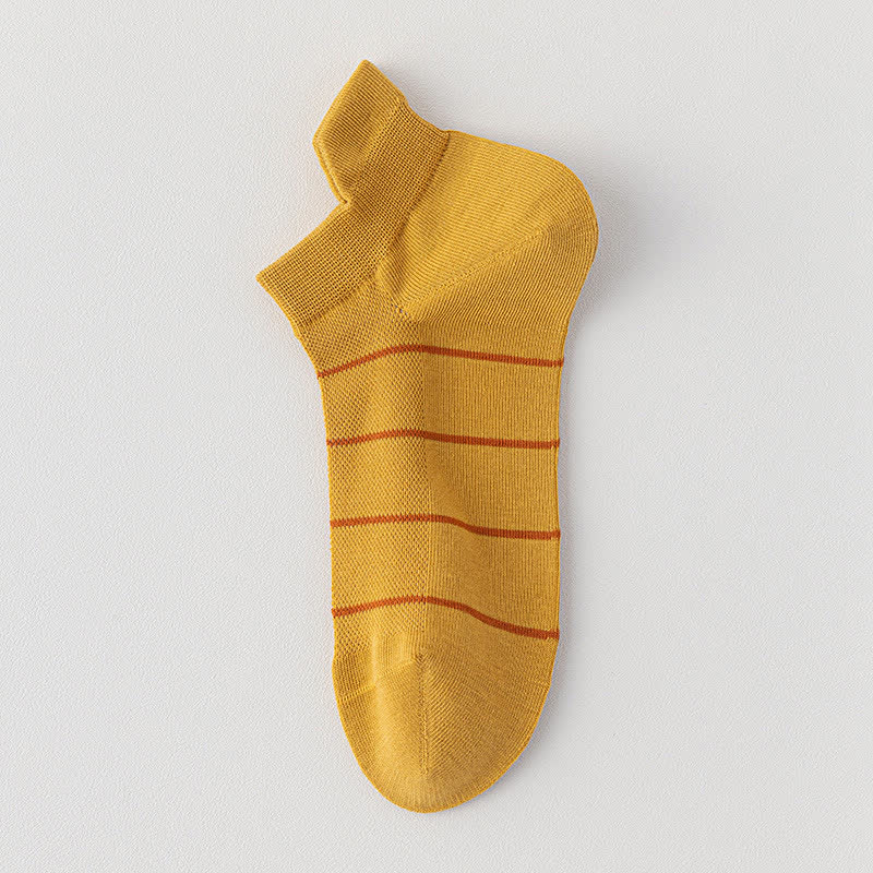 Gestreifte, atmungsaktive Kompressionssocken aus Baumwollnetzgewebe (5 Paar) - Gelb - EU39-44 (US6-10) - image 8