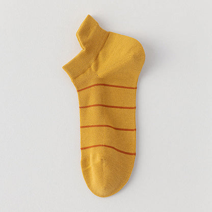 Gestreifte, atmungsaktive Kompressionssocken aus Baumwollnetzgewebe (5 Paar) - Gelb - EU39-44 (US6-10) - image 8