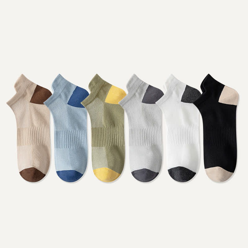 Atmungsaktive Sport-Söckchen in Übergröße mit Farbblockdesign (6 Paar)