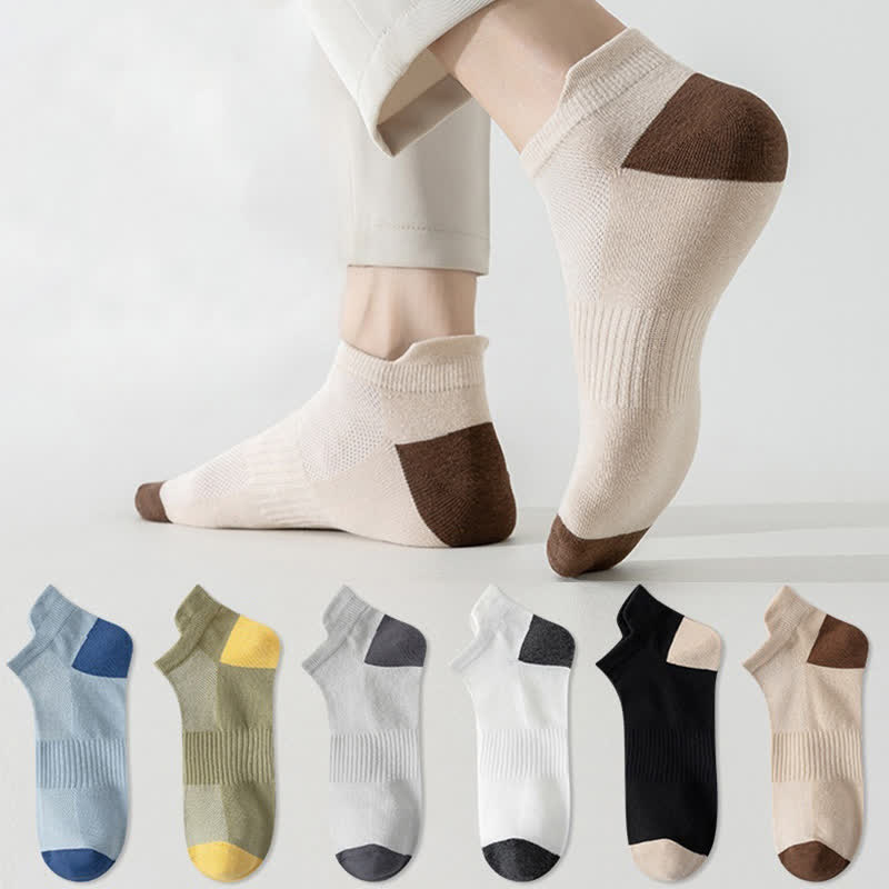 Atmungsaktive Sport-Söckchen in Übergröße mit Farbblockdesign (6 Paar)