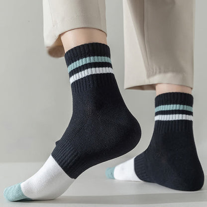 Gestreifte Viertelsocken aus Baumwolle in Übergröße (5 Paar)