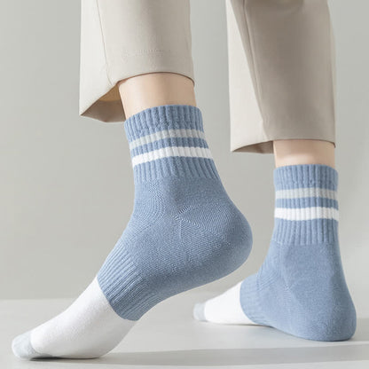 Gestreifte Viertelsocken aus Baumwolle in Übergröße (5 Paar)
