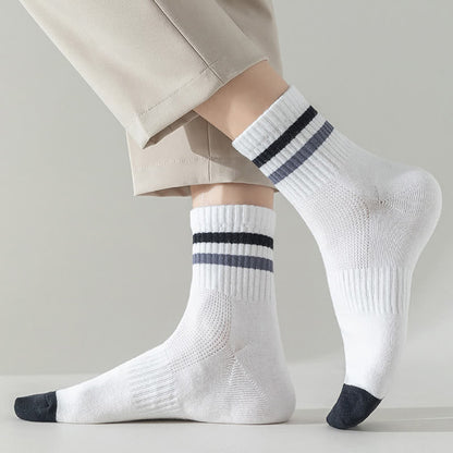 Gestreifte Viertelsocken aus Baumwolle in Übergröße (5 Paar)