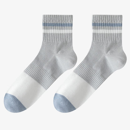 Gestreifte Viertelsocken aus Baumwolle in Übergröße (5 Paar)