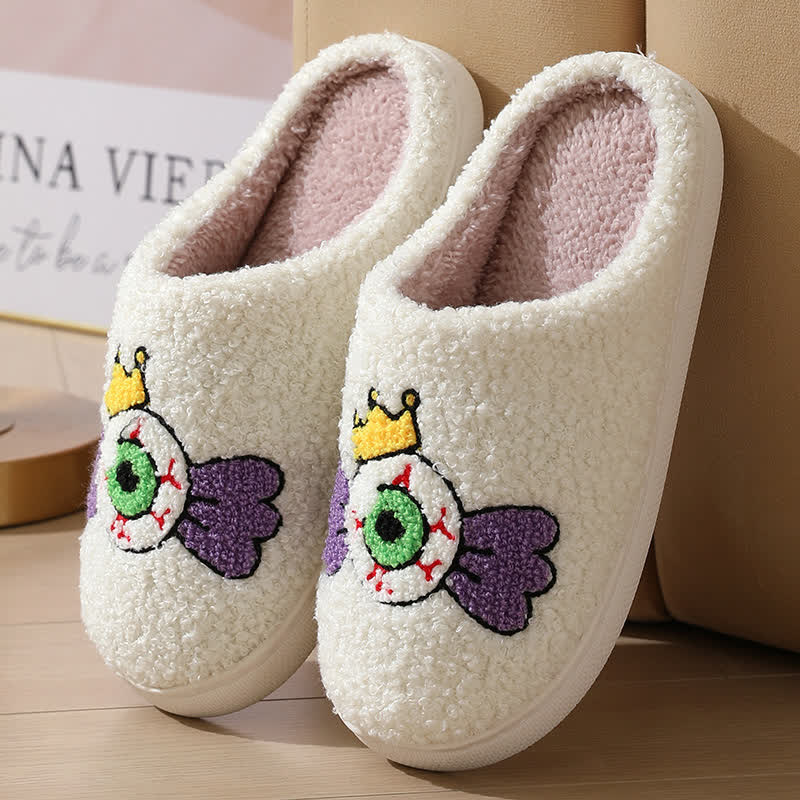 Flauschige Hausschuhe mit lustigem Augen-Print - image 2