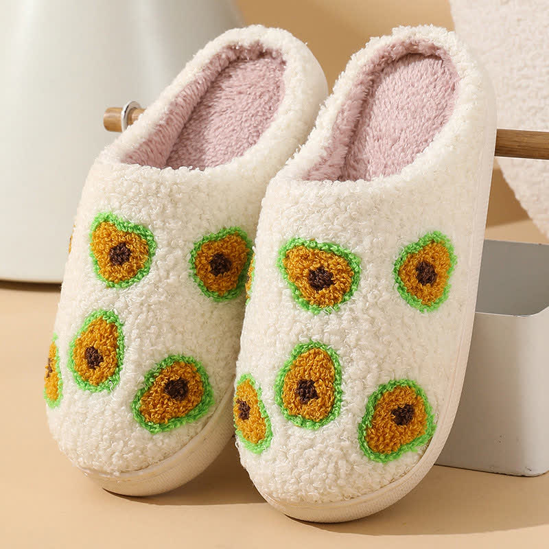 Flauschige Hausschuhe mit Cartoon-Frucht-Print - Avocado - EU43-44 (US9-10) - image 14