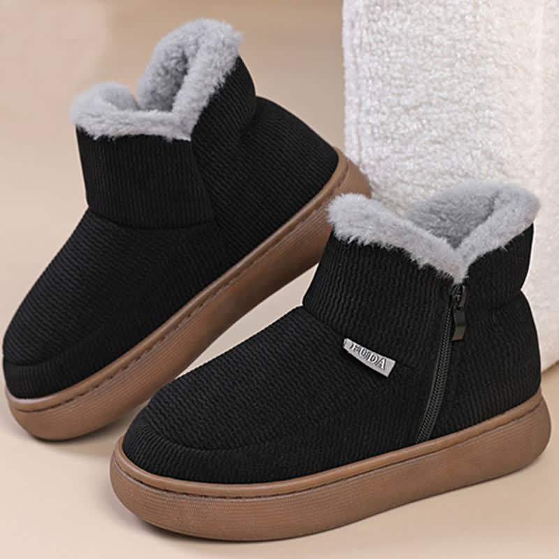 Plus Size Reißverschluss Einfarbig Warme Hausschuhe - Schwarz - EU43-44 (US9-10) - image 2