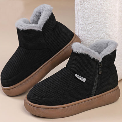 Plus Size Reißverschluss Einfarbig Warme Hausschuhe - Schwarz - EU43-44 (US9-10) - image 2