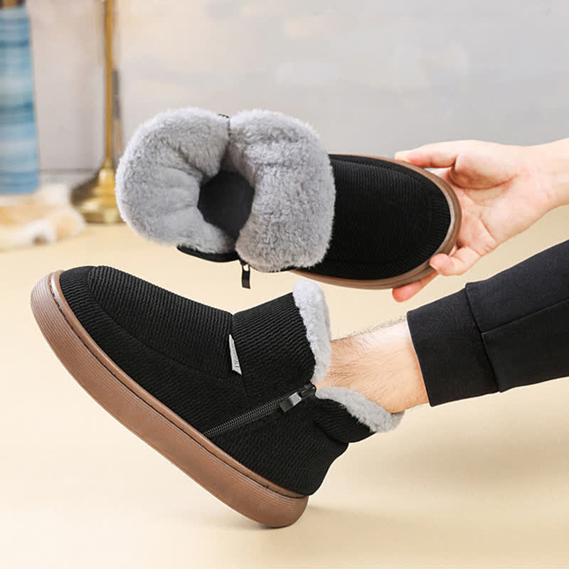 Plus Size Reißverschluss Einfarbig Warme Hausschuhe - image 3