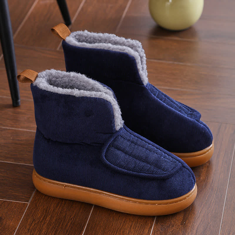Einfarbige warme Hausschuhe mit Klettverschluss in Übergröße - Blau - EU45 (US11) - image 12