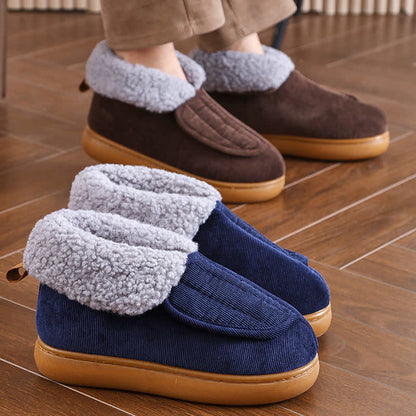 Einfarbige warme Hausschuhe mit Klettverschluss in Übergröße - image 1