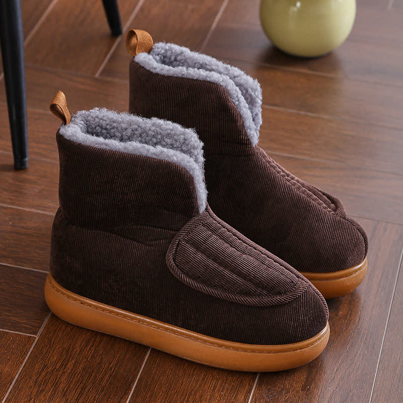 Einfarbige warme Hausschuhe mit Klettverschluss in Übergröße - Braun - EU45 (US11) - image 6