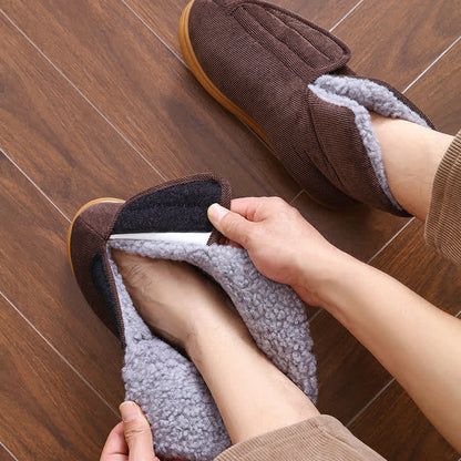 Einfarbige warme Hausschuhe mit Klettverschluss in Übergröße - image 7