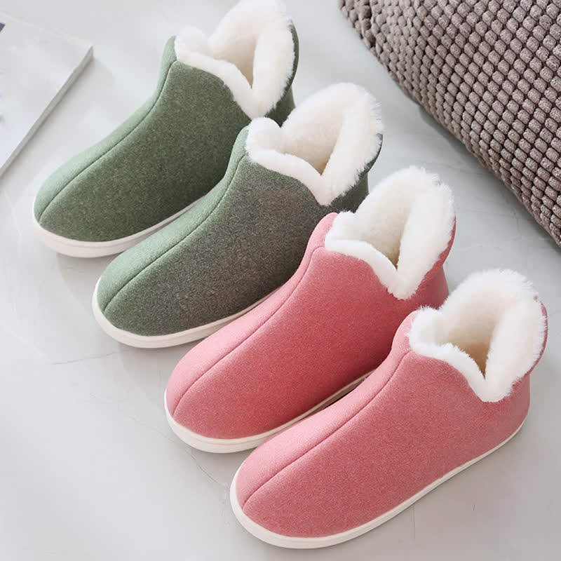 Einfarbige, hohe, warme Hausschuhe - image 3