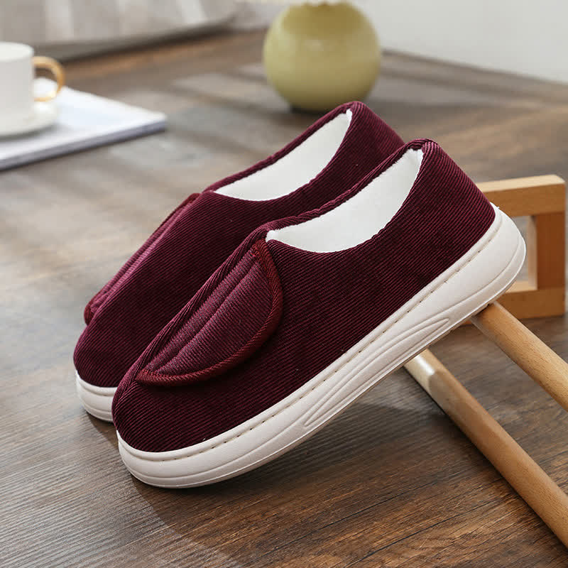 Rutschfeste, warme Hausschuhe mit Klettverschluss in Übergröße - Wein - EU42-43 (US8,5-9) - image 6