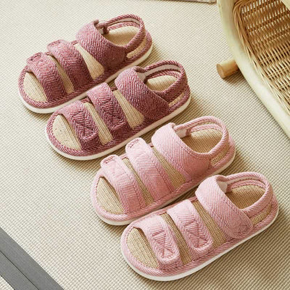 Atmungsaktive Leinenpantoffeln mit Klettverschluss in Übergröße - image 7