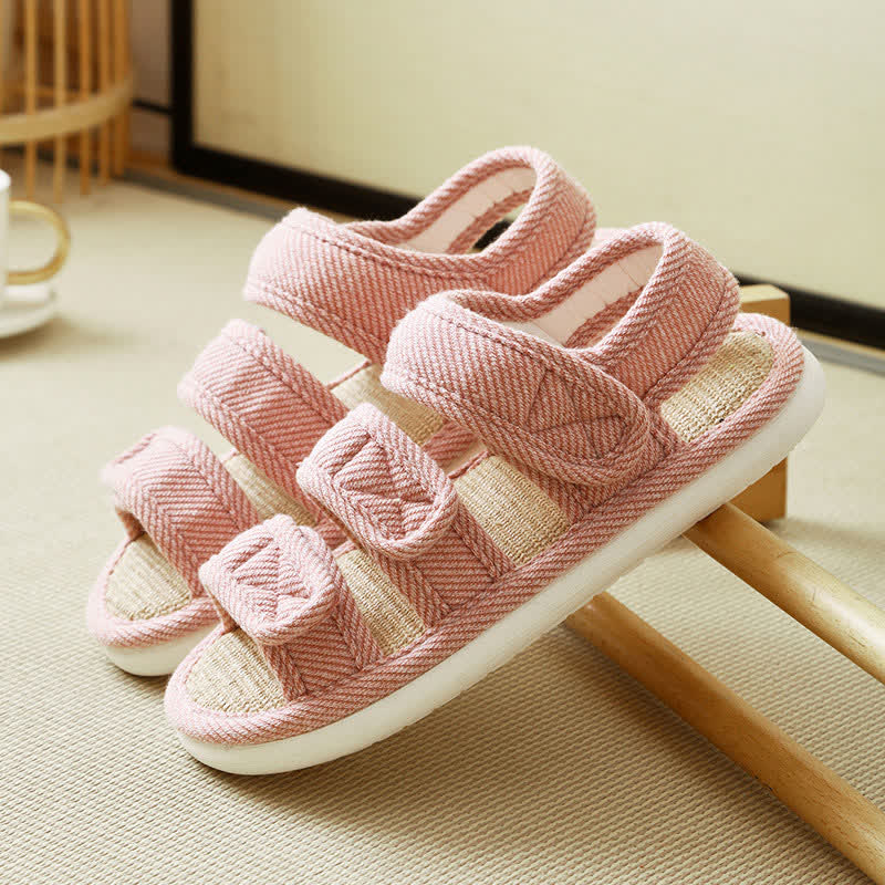 Atmungsaktive Leinenpantoffeln mit Klettverschluss in Übergröße - Rosa - EU41-42 (US7,5-8,5) - image 11