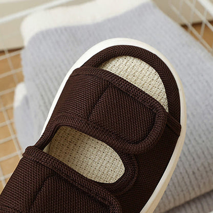 Verstellbare, rutschfeste Leinenpantoffeln mit Klettverschluss in Übergröße - image 6