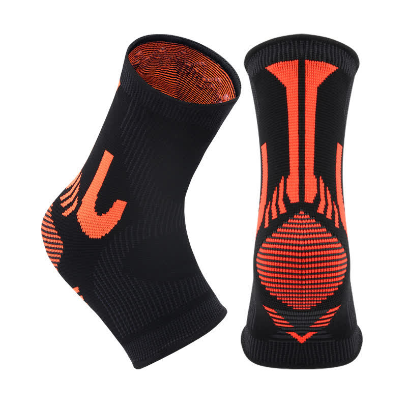 Gestreifte Stretch-Sport-Knöchelstützen aus Strick - Schwarz&Orange - XL - image 8