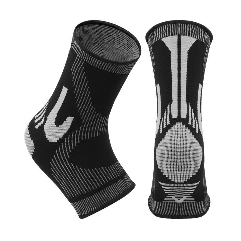 Gestreifte Stretch-Sport-Knöchelstützen aus Strick - Schwarz&Grau - XL - image 10