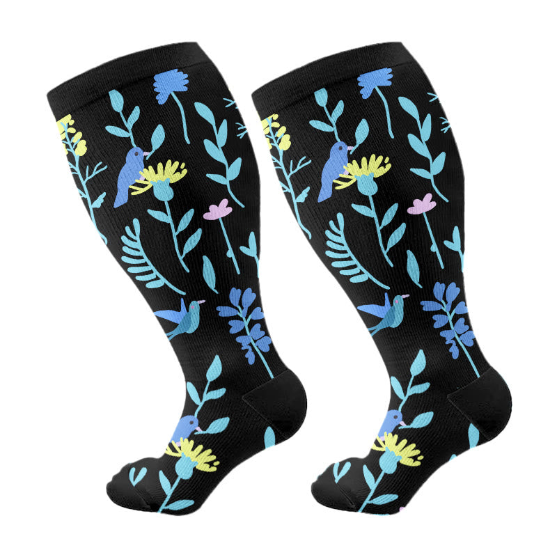 Kompressionsstrümpfe mit bemalten Blumen in Übergröße (3 Paar) - Gelb - 4XL - image 16