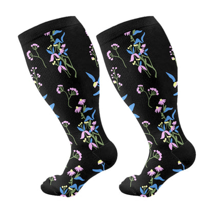 Kompressionsstrümpfe mit bemalten Blumen in Übergröße (3 Paar) - Blau - 4XL - image 14