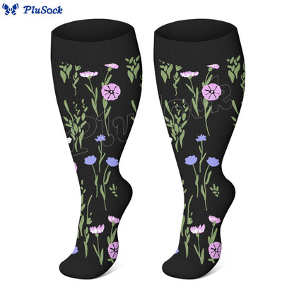 Große Größen – Kompressionsstrümpfe mit Blumenmuster - image 1