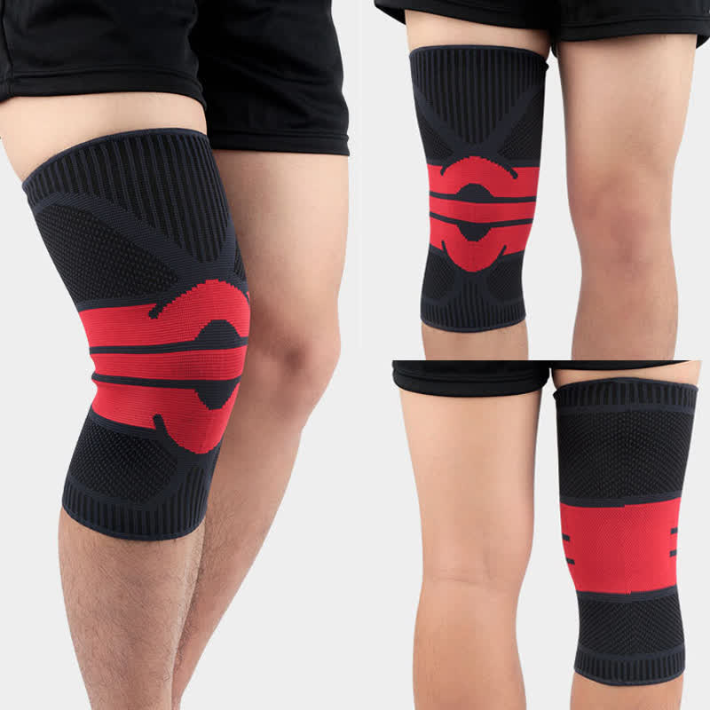 Gestrickte, atmungsaktive Sport-Kompressions-Knieschoner - Rot - XL - image 7