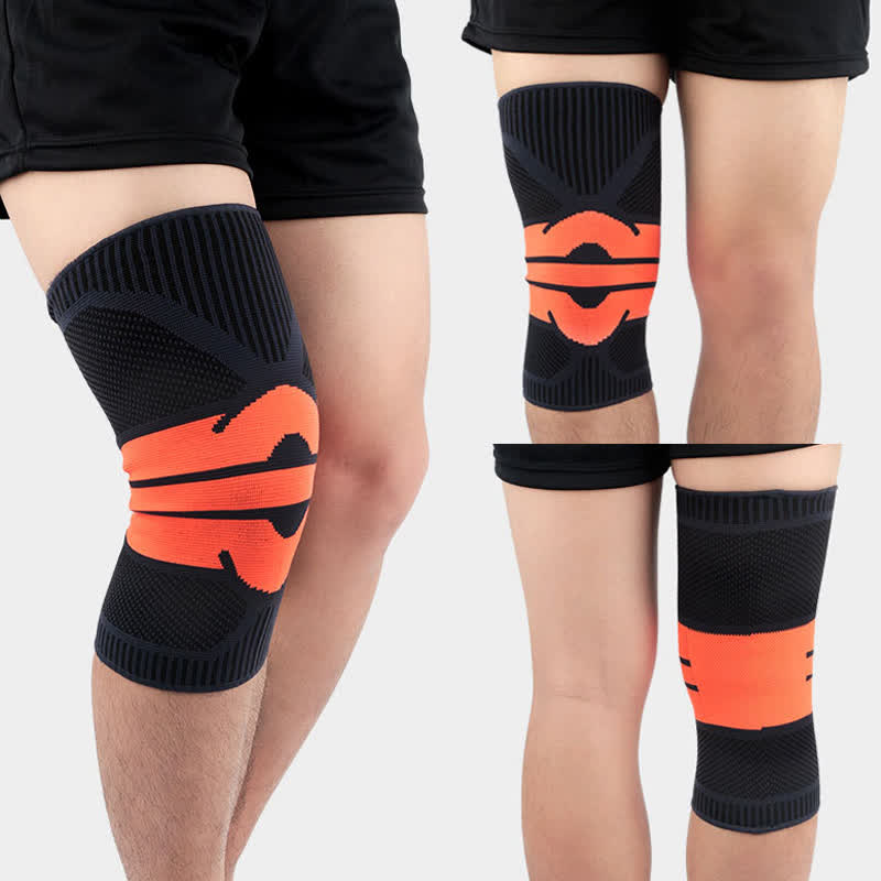 Gestrickte, atmungsaktive Sport-Kompressions-Knieschoner - Orange - XL - image 5
