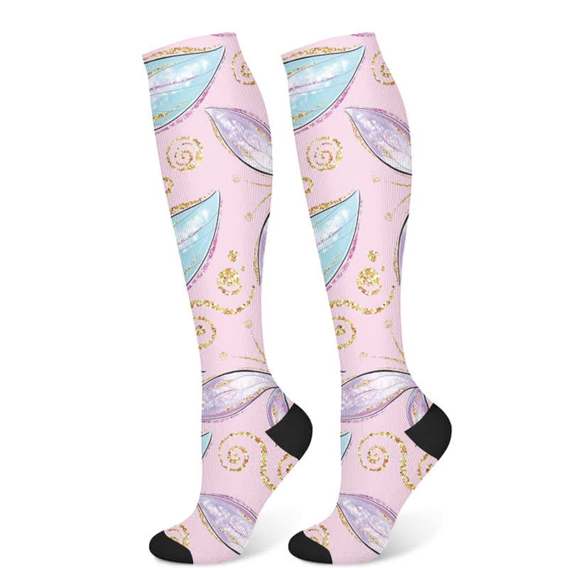 Kompressionsstrümpfe mit Feder-Diamant-Print (3 Paar) - Rosa (1 Paar) - S/M - image 6