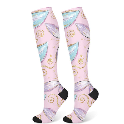 Kompressionsstrümpfe mit Feder-Diamant-Print (3 Paar) - Rosa (1 Paar) - S/M - image 6