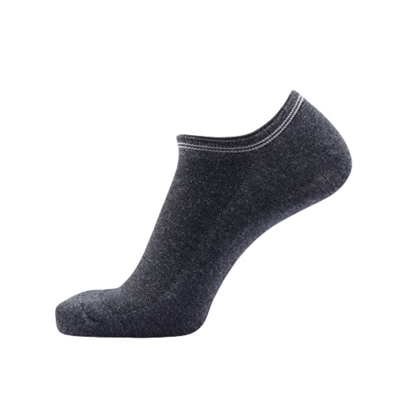 Gestreifte, unsichtbare Baumwollsocken mit Bündchen (5 Paar) - Dunkelgrau - EU43-50 (US9-15) - image 6