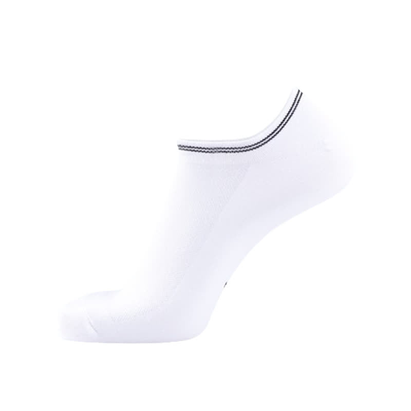 Gestreifte, unsichtbare Baumwollsocken mit Bündchen (5 Paar) - Weiß - EU43-50 (US9-15) - image 3