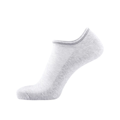 Gestreifte, unsichtbare Baumwollsocken mit Bündchen (5 Paar) - Hellgrau - EU43-50 (US9-15) - image 4