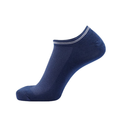 Gestreifte, unsichtbare Baumwollsocken mit Bündchen (5 Paar) - Marineblau - EU43-50 (US9-15) - image 5