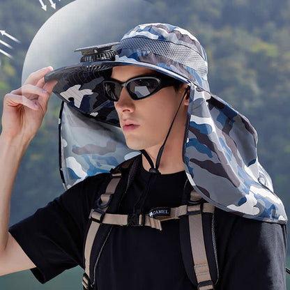 Camouflage-Bucket-Hut mit Nackenklappe und wiederaufladbarem Ventilator (2 Packungen) - image 5