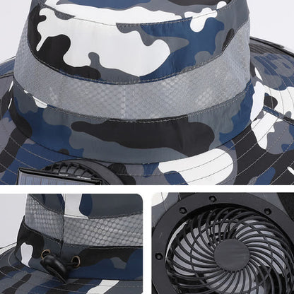 Camouflage-Bucket-Hut mit Nackenklappe und wiederaufladbarem Ventilator (2 Packungen) - image 7