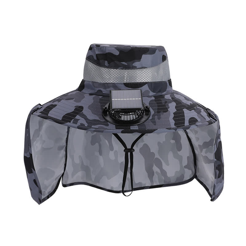 Camouflage-Bucket-Hut mit Nackenklappe und wiederaufladbarem Ventilator (2 Packungen) - image 6