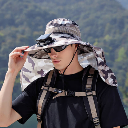 Tarn-Bucket-Hat mit Nackenschutz und wiederaufladbarem Ventilator - Beige - Einheitsgröße - image 0