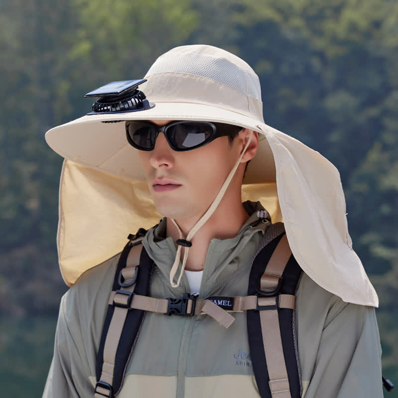 Outdoor-Wildhüte mit wiederaufladbarem Ventilator und Nackenschutz - Beige - Einheitsgröße - image 4