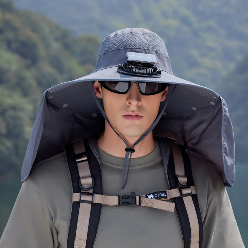 Outdoor-Wildhüte mit wiederaufladbarem Ventilator und Nackenschutz - Dunkelgrau - Einheitsgröße - image 1