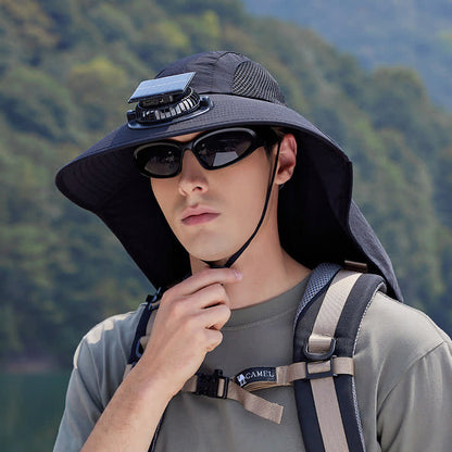 Wiederaufladbarer Outdoor-Ventilator, atmungsaktiver Bucket Hat - Schwarz - Einheitsgröße - image 5
