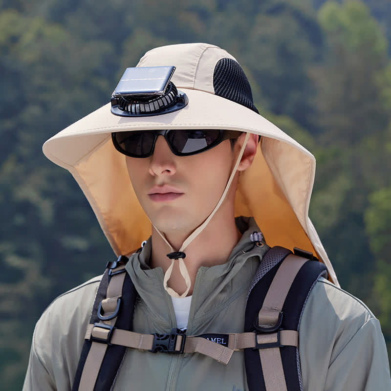 Wiederaufladbarer Outdoor-Ventilator, atmungsaktiver Bucket Hat - Beige - Einheitsgröße - image 10