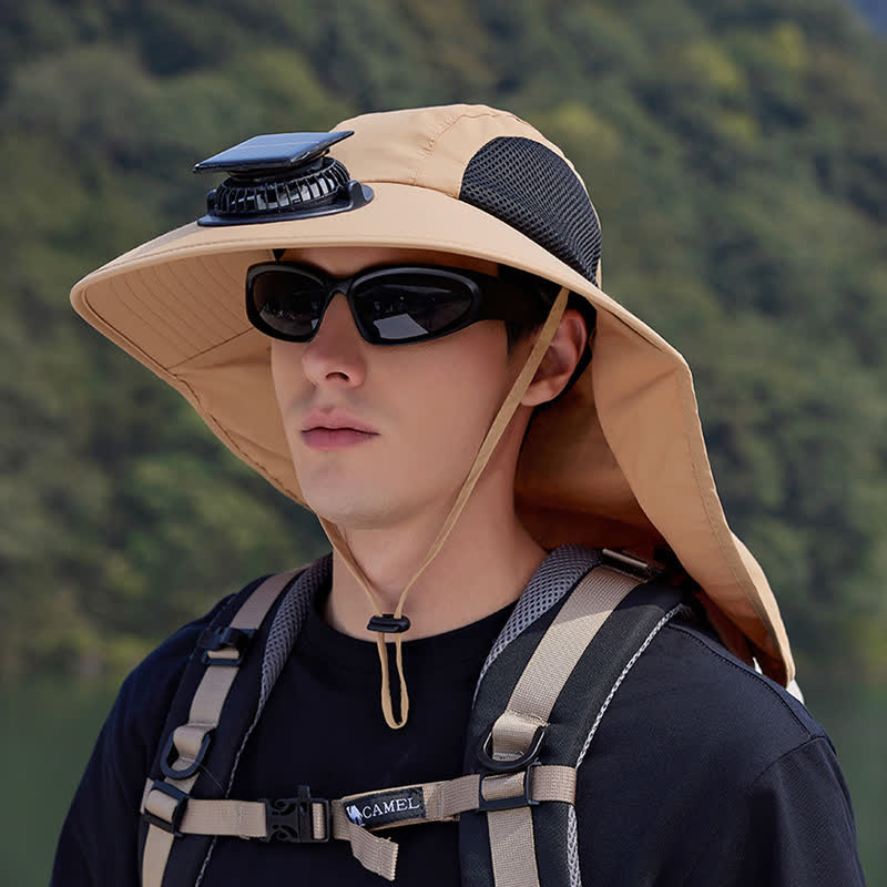 Wiederaufladbarer Outdoor-Ventilator, atmungsaktiver Bucket Hat - Khaki - Einheitsgröße - image 0