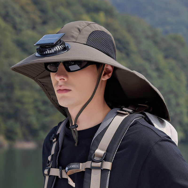 Wiederaufladbarer Outdoor-Ventilator, atmungsaktiver Fischerhut (2 Packungen) - Armeegrün - Einheitsgröße - image 6