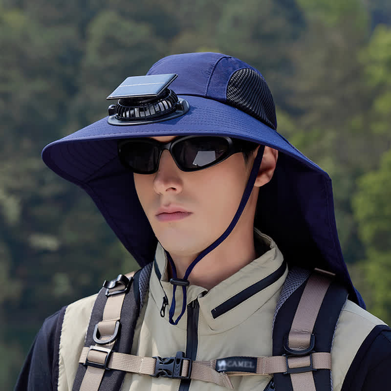Wiederaufladbarer Outdoor-Ventilator, atmungsaktiver Bucket Hat - Marineblau - Einheitsgröße - image 3