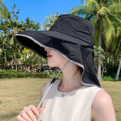 Sonnenhut mit breiter Krempe und Nackenklappe (2er-Pack) - Schwarz - Einheitsgröße - image 3