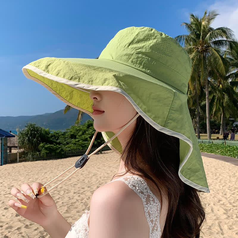 Sonnenhut mit breiter Krempe und Nackenklappe (2er-Pack) - Grün - Einheitsgröße - image 0