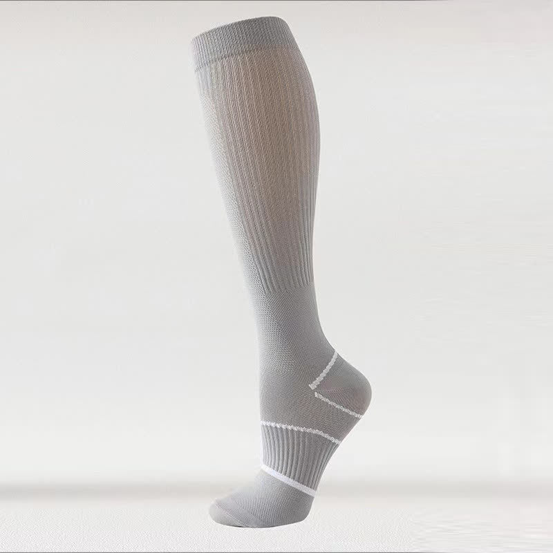Einfarbige, atmungsaktive Kompressions-Kniestrümpfe aus Netzstoff (6 Paar) - Grau - EU36-40 (US3-7) - image 10